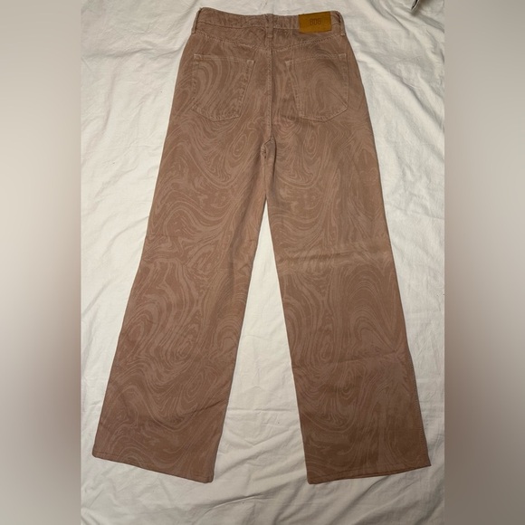 Urban Outfitters BGD Wide Leg Puddle Jeans In Tan Blush Pink Swirl 26 - Picture 3 of 12